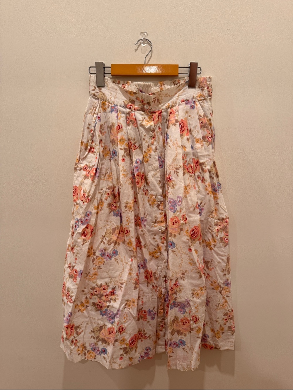 vintage karen scott floral midi skirt with pockets!